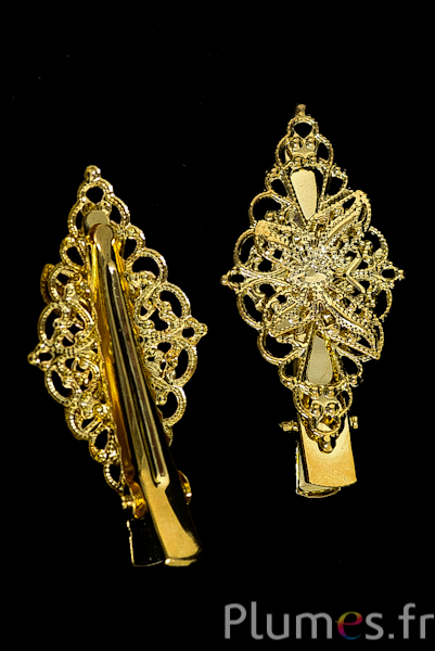 Barrette crocodile décorative - 20 x 50 mm - doré